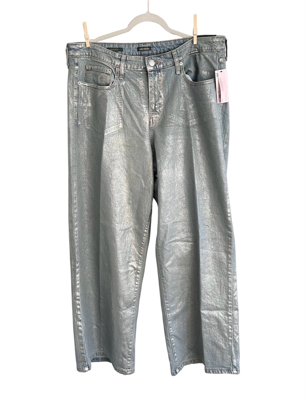 NWT Wild Fable High Rise Baggy Silver Shine Jeans Jr Size 17 Inseam 31.5”